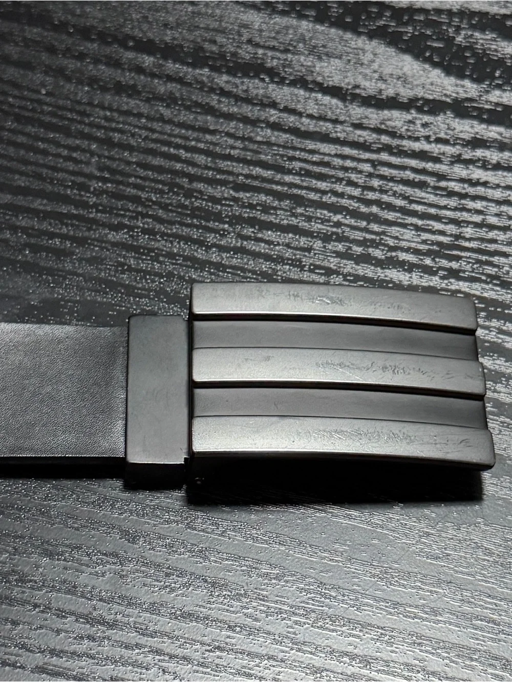 Adidas 3 Stripes Men's Black Leather Belt with Gunmetal Slide Buckle